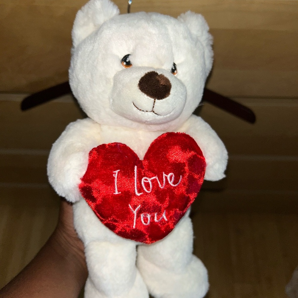 White Teddy Bear with Red Heart